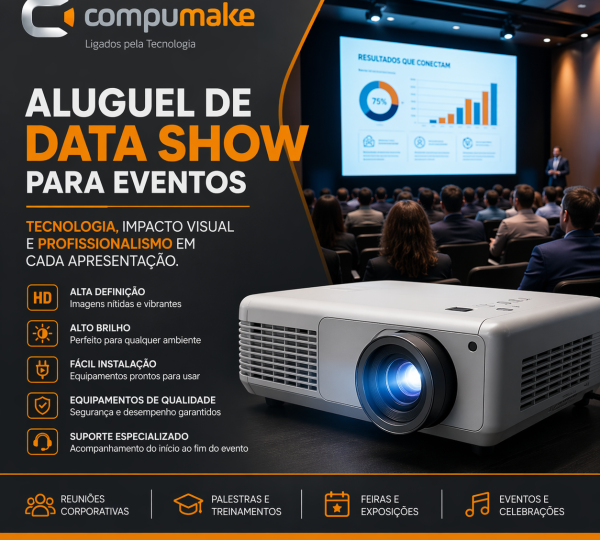 Aluguel de data show para eventos tecnologia, impacto visual e profissionalismo em cada apresentação